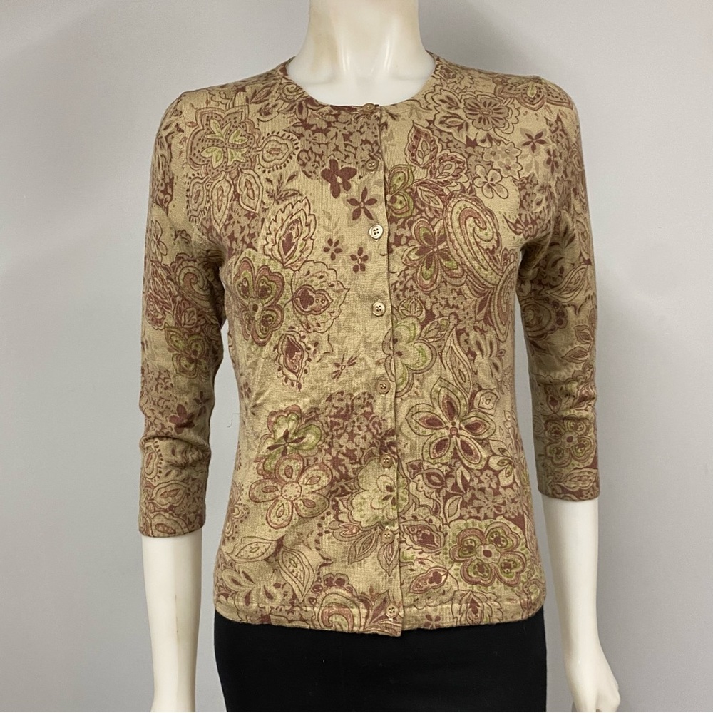 COPY - Garnet Hill 100% Wool Gray Swirls Cardigan